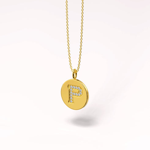 Solid 925 Sterling Silver Initial Alphabet Personalised Disc Necklace